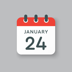 Icon day date 24 January, template calendar page
