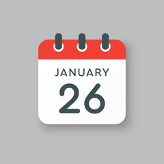 Icon day date 26 January, template calendar page