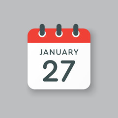 Icon day date 27 January, template calendar page