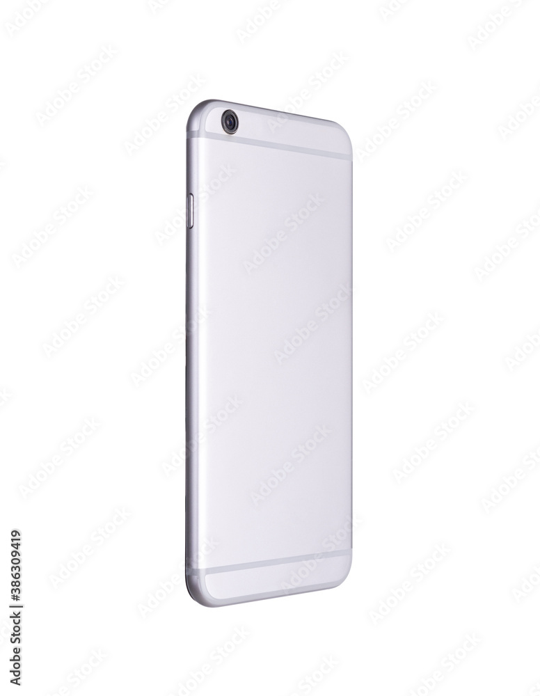 Poster backside view modern smartphone mockup. back mobile smart phone technology studio shot isolated on o