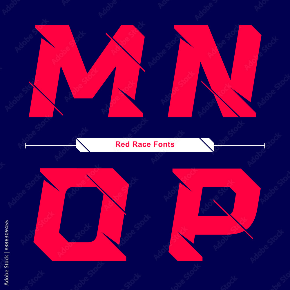 Fototapete alphabet typography font red race speed modern style in a set mnop