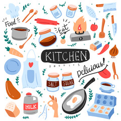 KITCHEN COLORFUL HAND DRAWN DOODLE 