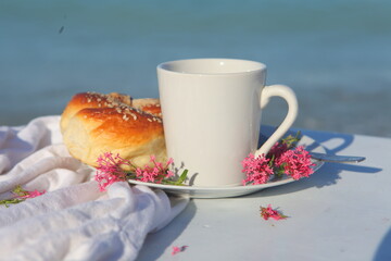 cup of coffee and croissant