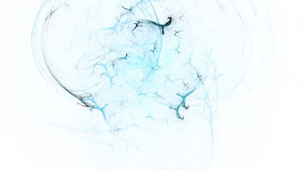 Abstract colorful blue and grey crystal shapes. Fantasy light background. Digital fractal art. 3d rendering.