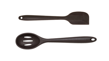 Two silicone cooking spatulas isolated on a white background.
