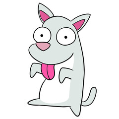 The dog is sticking out its tongue and running.