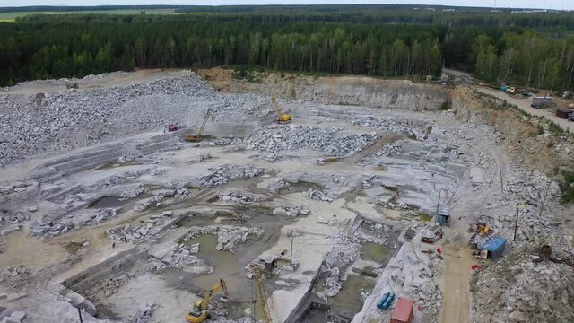 marble quarry from above, drone shot