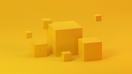 Yellow cubes on a yellow monotone background
