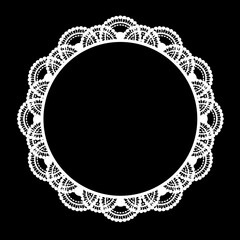 レースペーパー 背景 フレーム 素材 ベクター イラスト　白黒