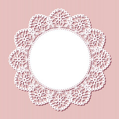 レースペーパー 背景 フレーム 素材 ベクター イラスト　ピンク