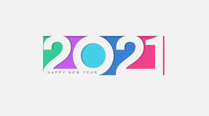 Happy New Year 2021 on gray background. Text design. Vector illustration.