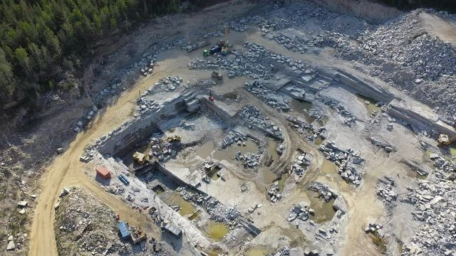 marble quarry from above, drone shot