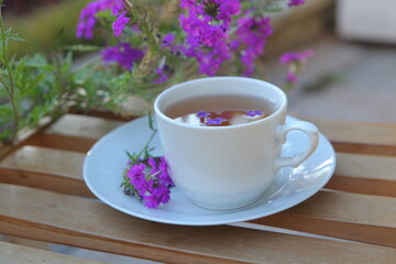cup of tea with flowers