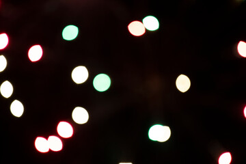 Multicolored Blurred Bokeh Spots Black Background Festive Night Background