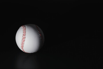 American traditional sports game. Baseball. Concept. Baseball ball and bats on a black table.