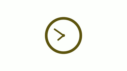 Circle yellow dark 12 hours clockicon on white background,yellow dark clockicon without trick