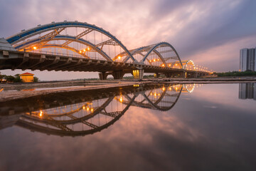 Dong Tru bridge crossing Red River in Hanoi, Vietnam