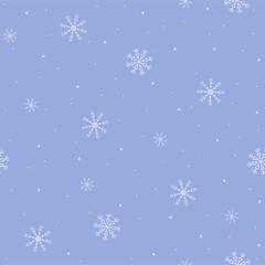 Christmas pattern with snowflakes, stars and snow flakes on a blue background. Christmas and new year decoration concept
