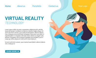 Landing page concept for virtual reality. Perfect for website, mobile app etc