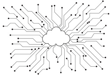 Cloud computing and network security technology concept, Circuit board with cloud symbol and connection links. vector illustration