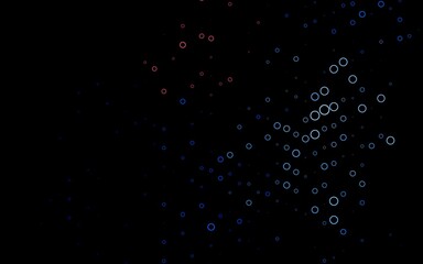 Dark BLUE vector background with bubbles.