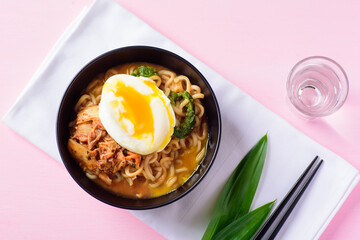 Korean food, kimchi spicy noodles soup	
