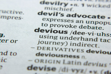 Word or phrase Devious in a dictionary.