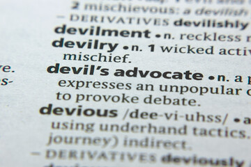 Word or phrase Devil's Advocate in a dictionary.