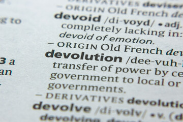 Word or phrase Devolution in a dictionary.