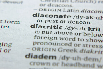 Word or phrase Diacritic in a dictionary.