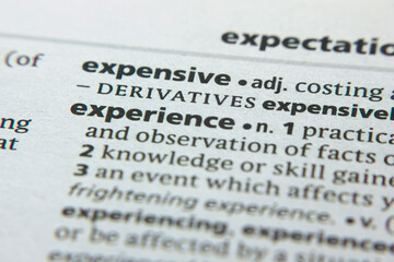 Word or phrase Experience in a dictionary.