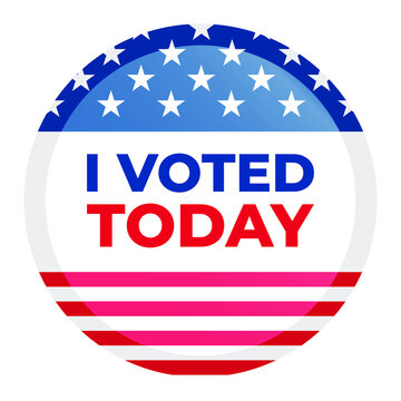 I voted today. 2020 United States of America Presidential Election Button Design. Election button Vote 2020 with Patriotic Elements. Design for flyers, invitation card or print. Vector EPS 10.