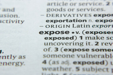 Word or phrase Expose in a dictionary.