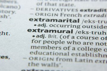 Word or phrase Extramural in a dictionary.