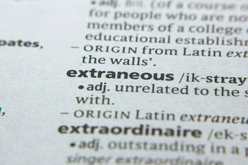 Word or phrase Extraneous in a dictionary.