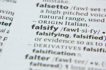 Word or phrase Falsify in a dictionary.