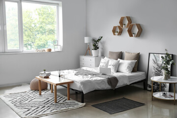 Interior of modern stylish bedroom