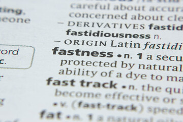 Word or phrase Fastness in a dictionary.