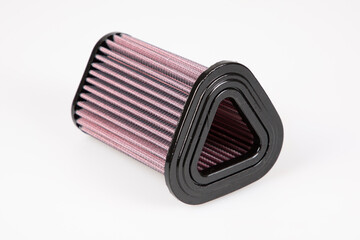 High performance motorbike air intake filter or sport car on isolated white background