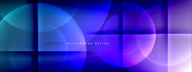 Vector abstract background - circle and cross on fluid gradient with shadows and light effects. Techno or business shiny design templates for text