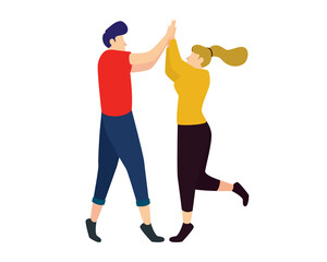 Man and Woman are Giving High Five Illustration