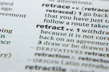 Word or phrase Retract in a dictionary.