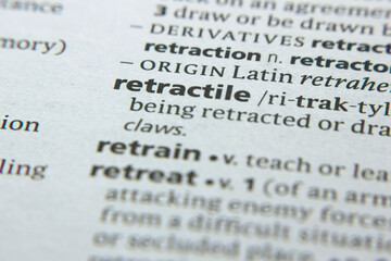 Word or phrase Retractile in a dictionary.