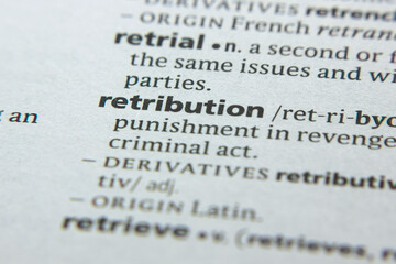 Word or phrase Retribution in a dictionary.