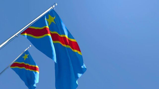 The national flag of Congo flutters in the wind