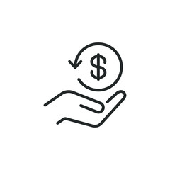 Cashback icon. Return money symbol concept isolated on white background. Vector illustration