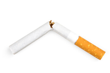 Quit smoking concept. Broken cigarette on the white