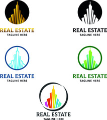 Fototapeta na wymiar Set of Real Estate Building logo vector. Mortgage business brand 