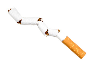 Quit smoking concept. Broken cigarette on the white