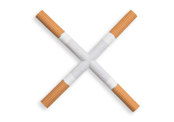 Quit smoking concept. Close up of a smoking cigarettes on white